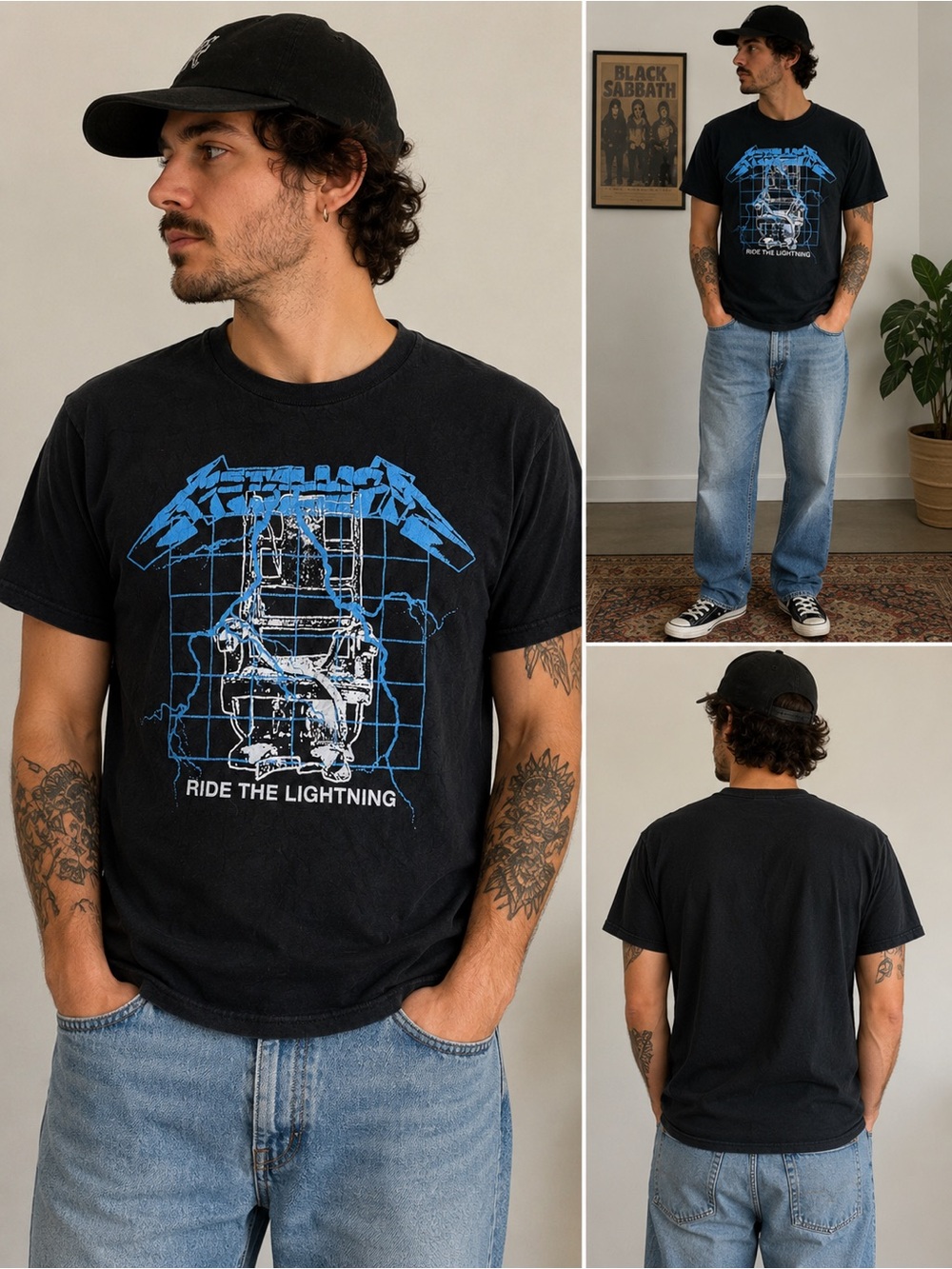 Metallica Ride The Lightning T Shirt Mens Medium Black Band Tee Rock Music